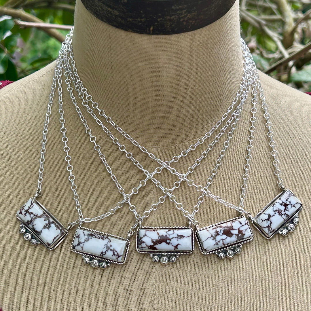 Wild Horse Silver Bar Necklace - Western Style