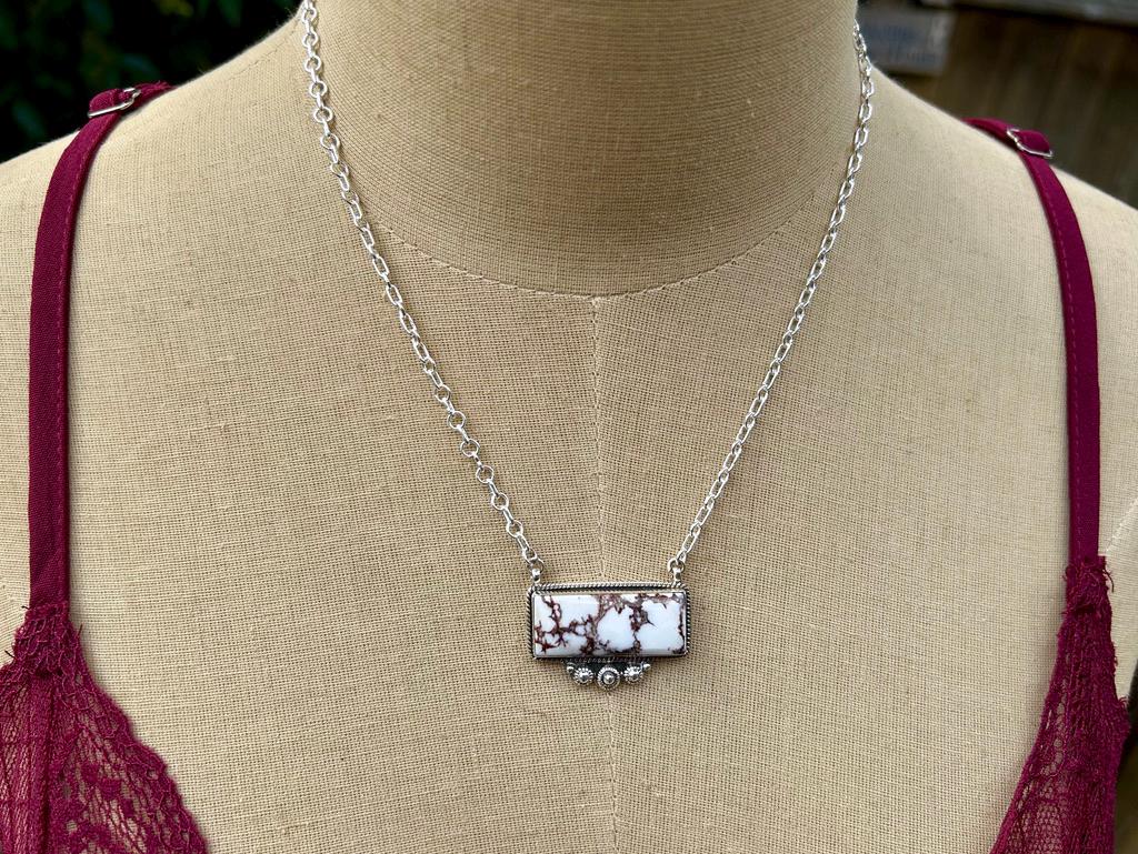 Wild Horse Silver Bar Necklace - Western Style