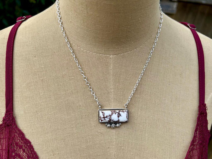 Wild Horse Silver Bar Necklace - Western Style