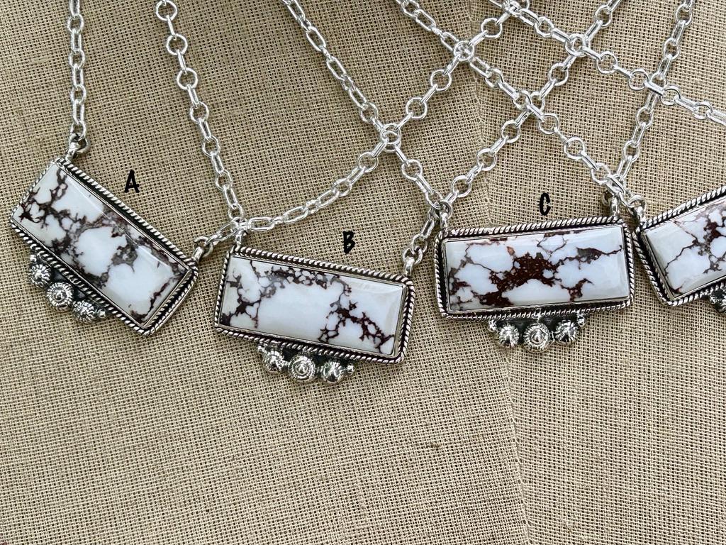 Wild Horse Silver Bar Necklace - Western Style