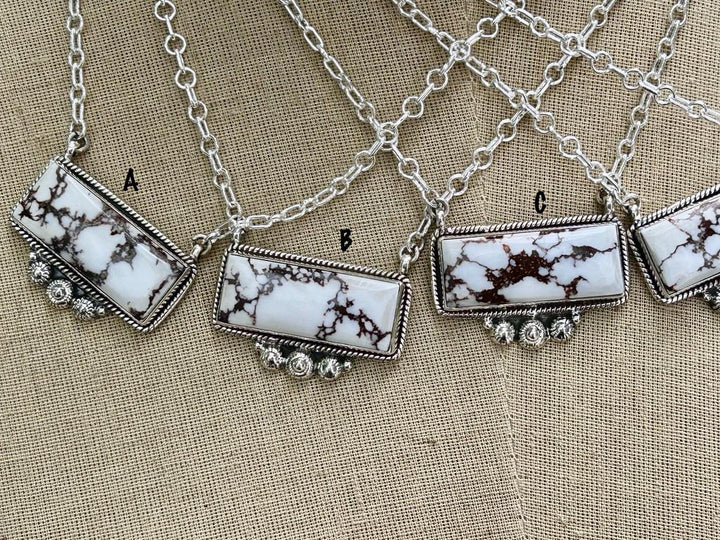 Wild Horse Silver Bar Necklace - Western Style