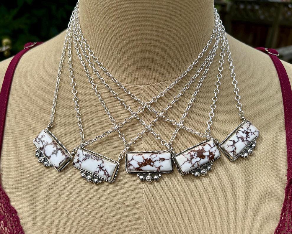 Wild Horse Silver Bar Necklace - Western Style