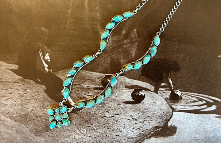Natural Turquoise Necklace Turquoise Wedding Necklace Handmade Necklace Genuine Kingman Turquoise Necklace Feminine Turquoise Necklace