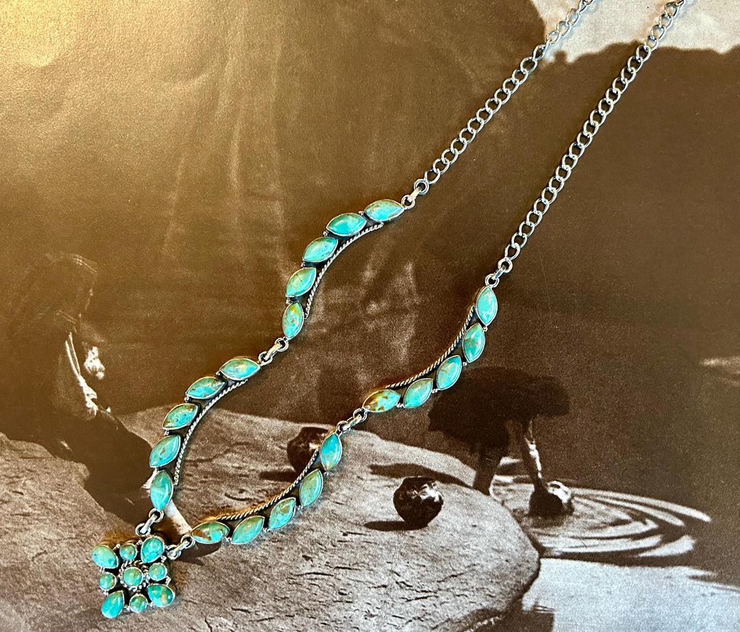 Natural Turquoise Necklace Turquoise Wedding Necklace Handmade Necklace Genuine Kingman Turquoise Necklace Feminine Turquoise Necklace