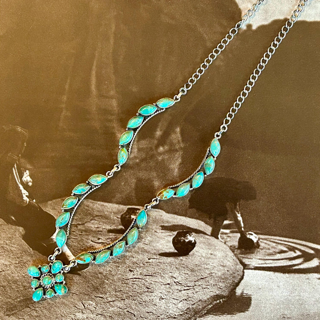 Natural Turquoise Necklace Turquoise Wedding Necklace Handmade Necklace Genuine Kingman Turquoise Necklace Feminine Turquoise Necklace