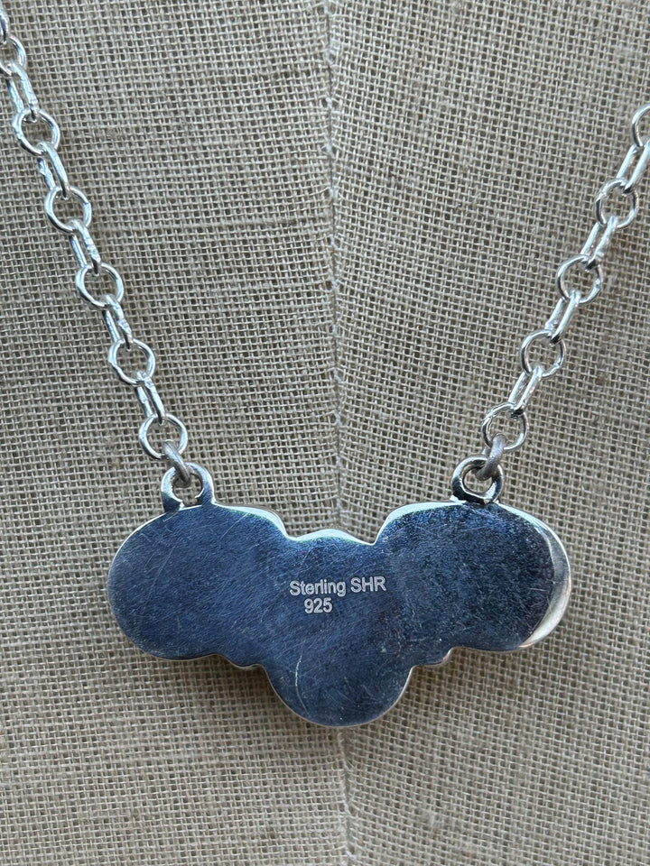 Sterling Silver Kingman Turquoise Pendant Necklace - Teardrop Cluster