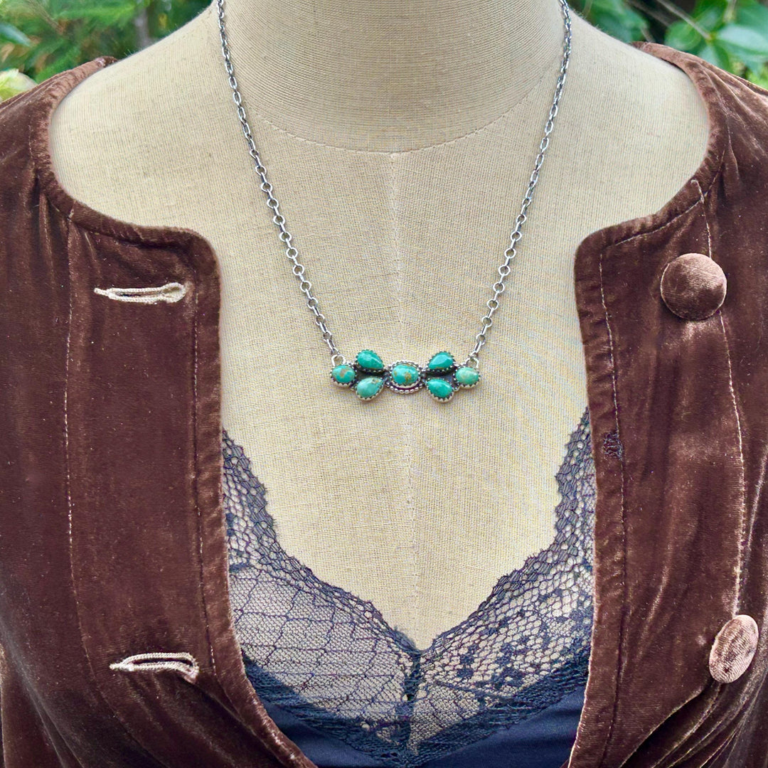 Kingman Turquoise Necklace: Sterling Silver, Southwestern Style