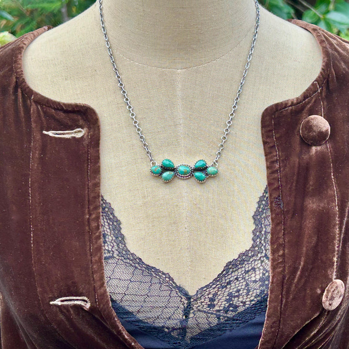 Kingman Turquoise Necklace: Sterling Silver, Southwestern Style