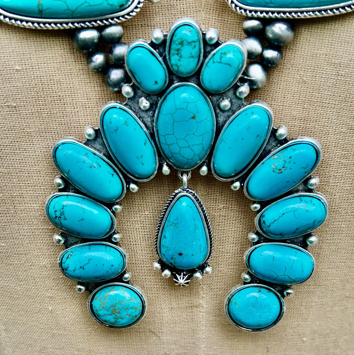 Squash Blossom Turquoise Necklace