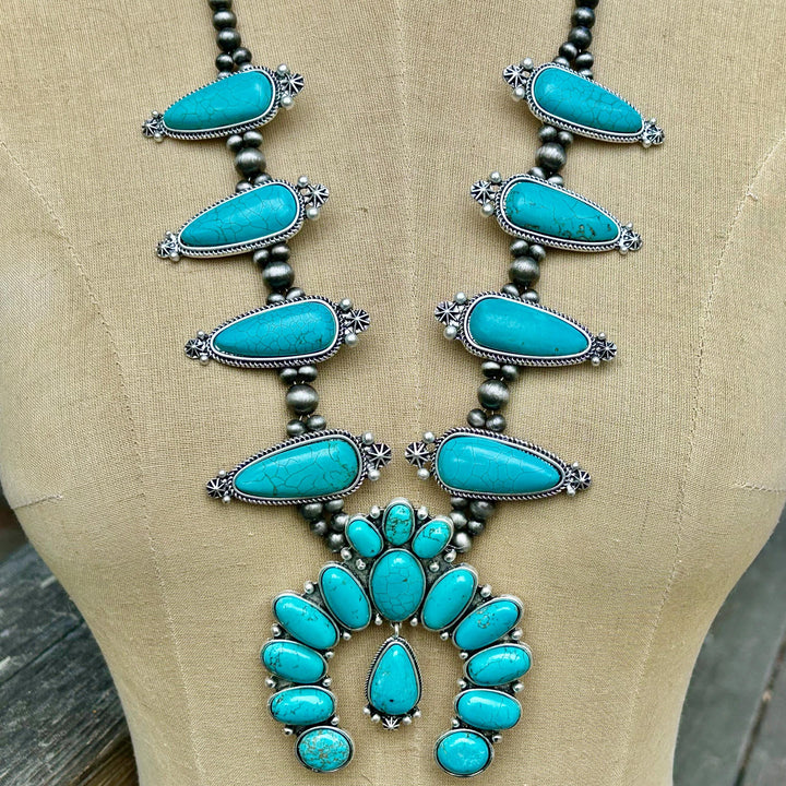 Squash Blossom Turquoise Necklace