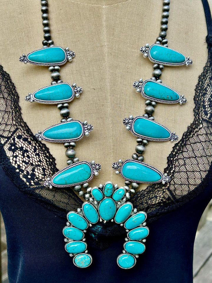 Squash Blossom Turquoise Necklace