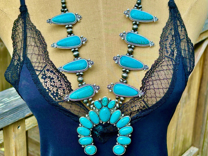 Squash Blossom Turquoise Necklace