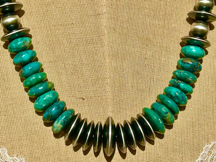 Kingman Turquoise Sterling Silver Pearl Necklace – Statement Southwestern Necklace