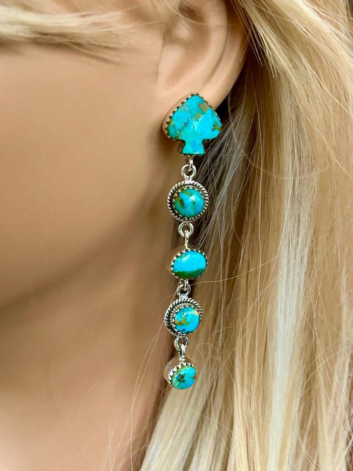Kingman Turquoise Earrings: Sterling Silver,  Statement Earrings, Handmade