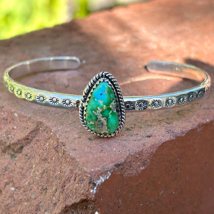 Sonoran Gold Turquoise Sterling Silver Cuff Bracelet: Southwestern Handmade Jewelry