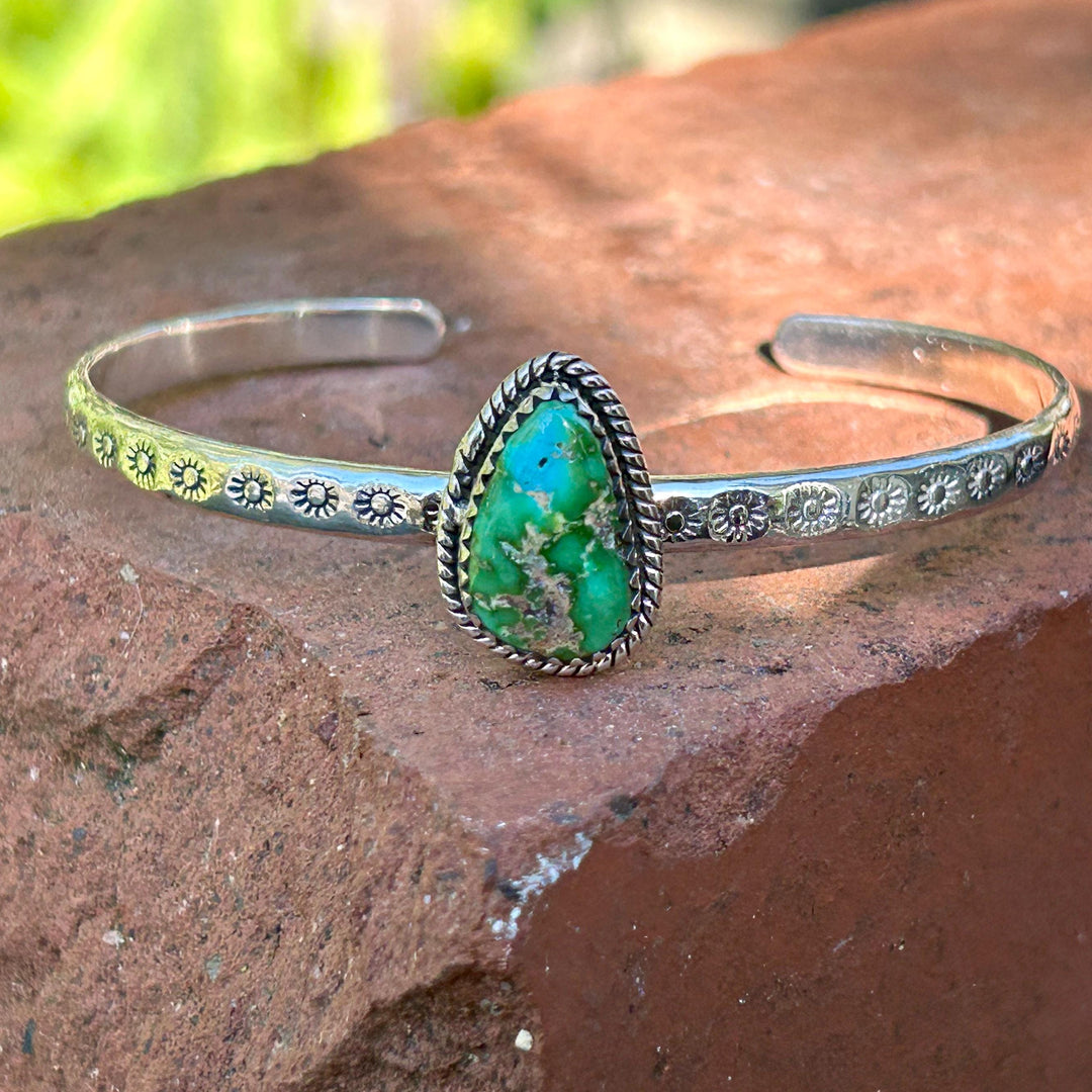 Sonoran Gold Turquoise Sterling Silver Cuff Bracelet: Southwestern Handmade Jewelry