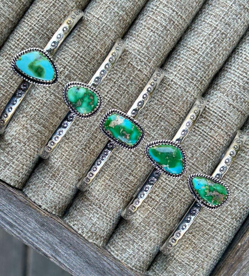Sonoran Gold Turquoise Sterling Silver Cuff Bracelet: Southwestern Handmade Jewelry