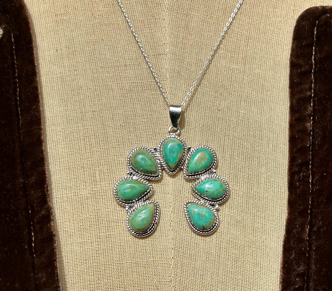 Royston Turquoise Naja Pendant Necklace: Handmade Sterling Silver Southwestern Jewelry
