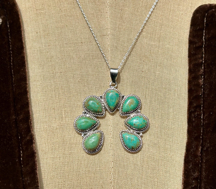 Royston Turquoise Naja Pendant Necklace: Handmade Sterling Silver Southwestern Jewelry