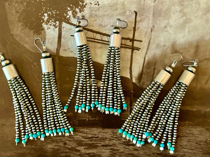 Sterling Silver Navajo Pearl Turquoise Earrings: Southwestern Style