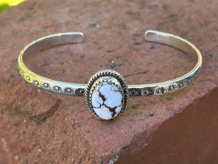 Wild Horse Turquoise Cuff Bracelet Handmade Bracelet Sterling Silver Bracelet Stacking Bracelet Wild Horse Southwestern Cuff Stamped Cuff