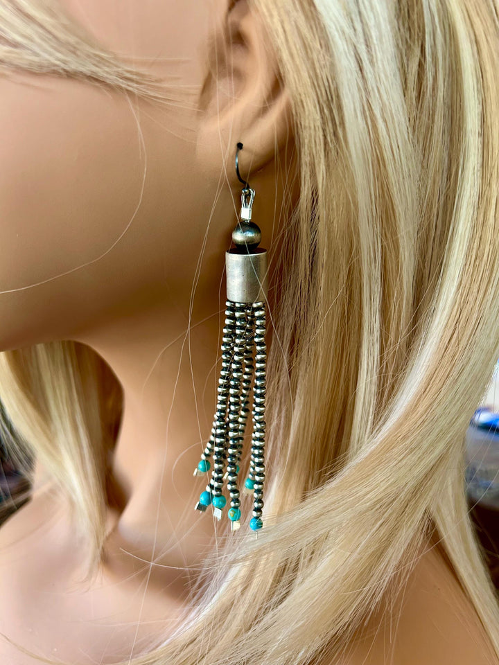 Sterling Silver Navajo Pearl Turquoise Earrings: Southwestern Style