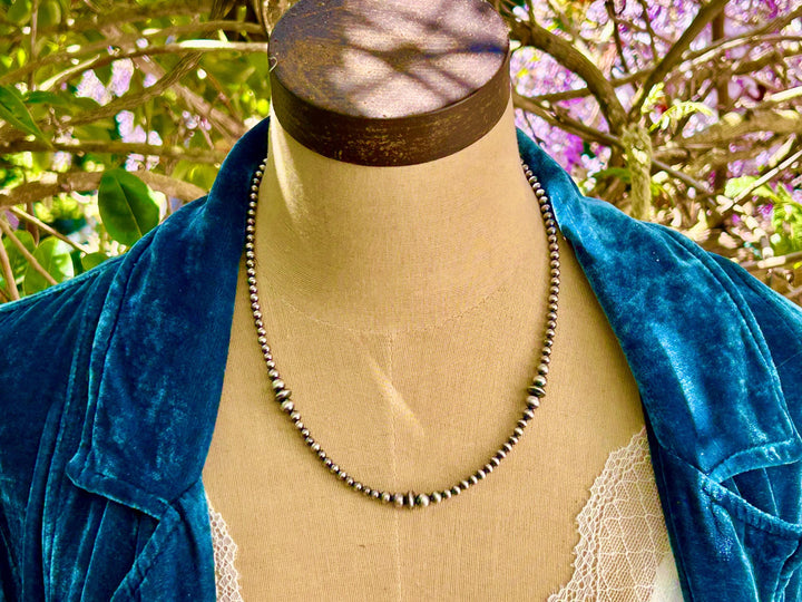 Handmade Sterling Silver Navajo Pearl Necklace -  Southwestern Artisan Crafted