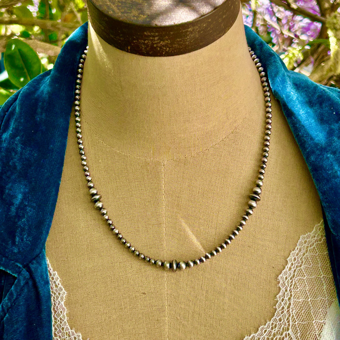 Handmade Sterling Silver Navajo Pearl Necklace -  Southwestern Artisan Crafted