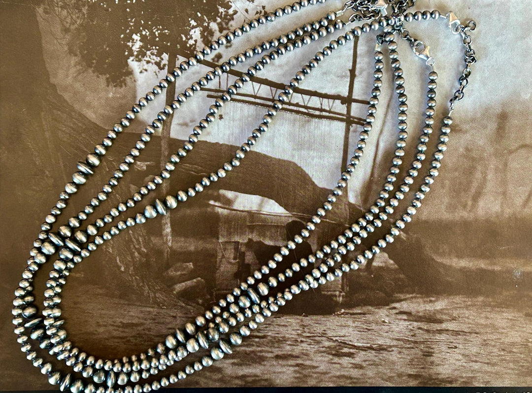 Handmade Sterling Silver Navajo Pearl Necklace -  Southwestern Artisan Crafted