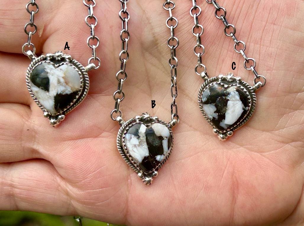Kingman Turquoise Heart Pendant: Sterling Silver Gemstone Necklace