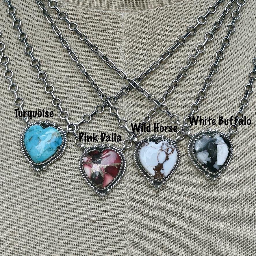 Kingman Turquoise Heart Pendant: Sterling Silver Gemstone Necklace
