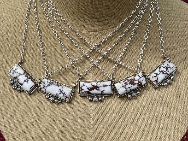 Wild Horse Silver Bar Necklace - Western Style