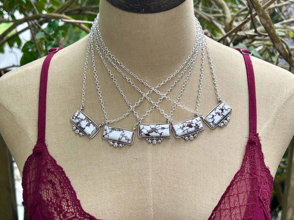 Wild Horse Silver Bar Necklace - Western Style