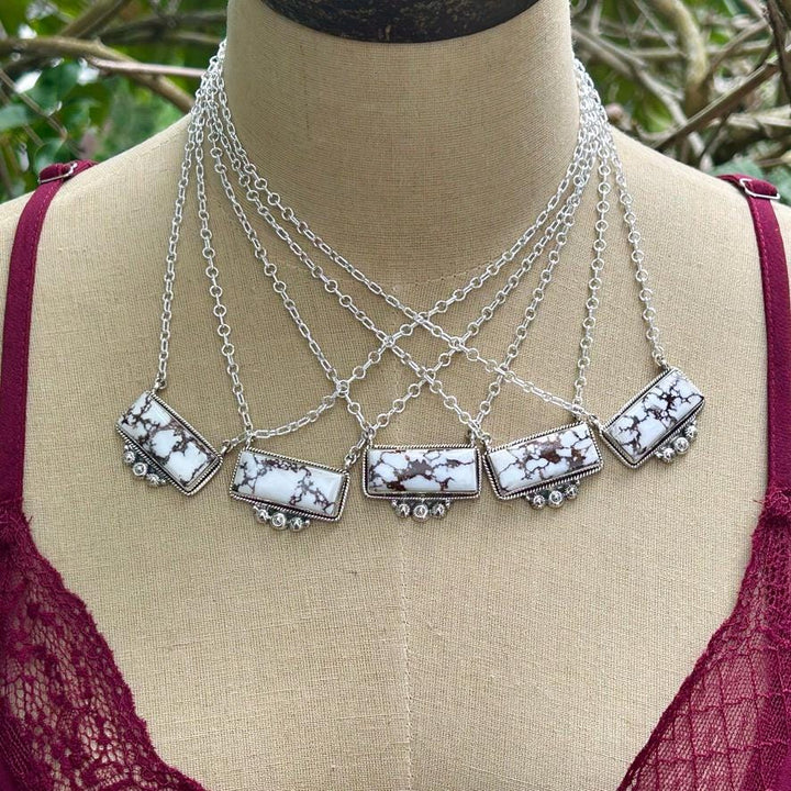 Wild Horse Silver Bar Necklace - Western Style
