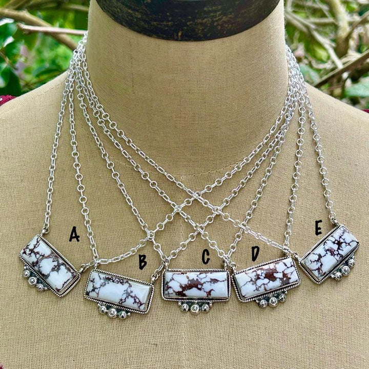 Wild Horse Silver Bar Necklace - Western Style