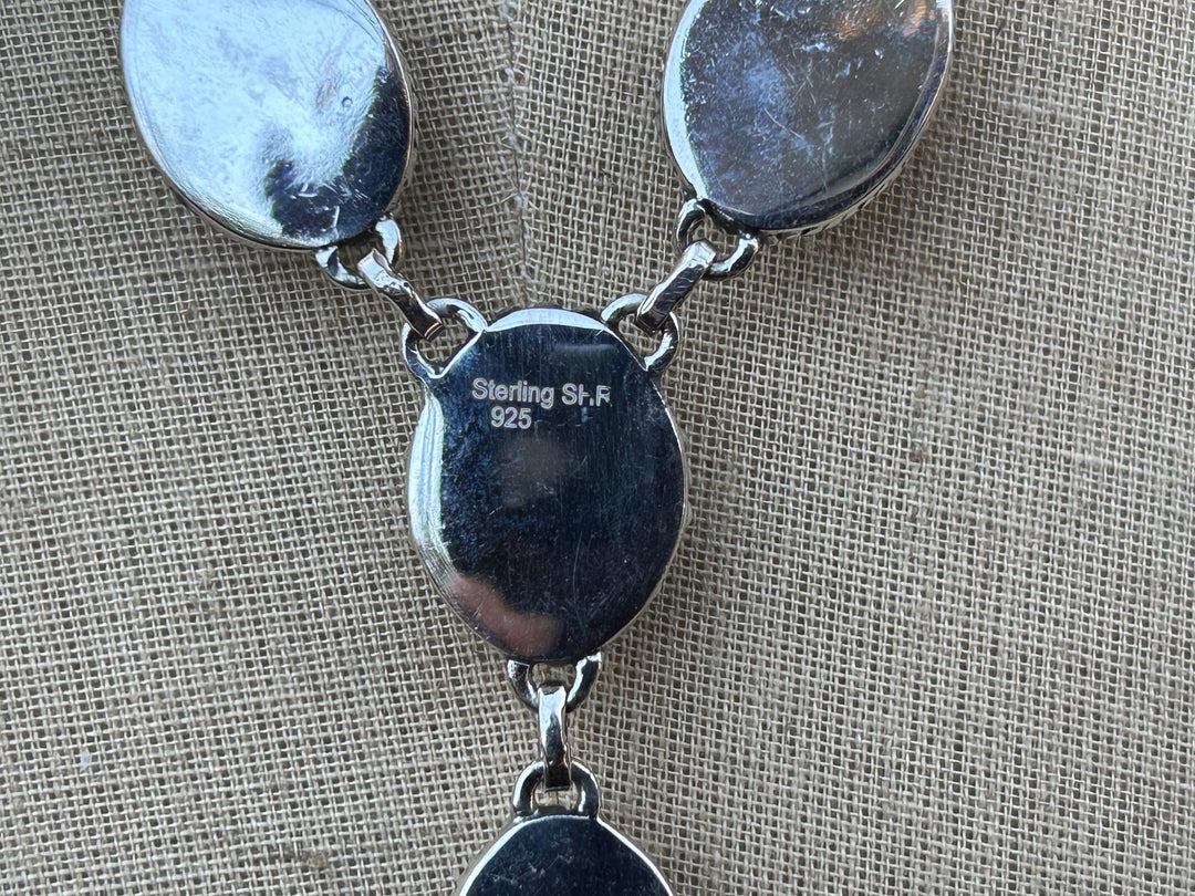 Sterling Silver Turquoise Necklace - Lariat Southwestern Design