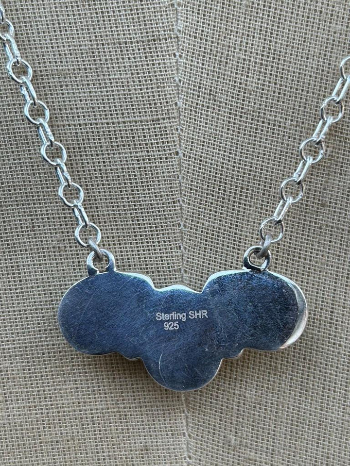 Sterling Silver Kingman Turquoise Pendant Necklace - Teardrop Cluster