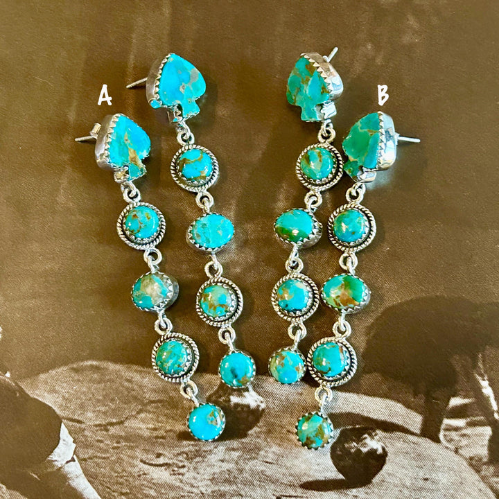 Kingman Turquoise Earrings: Sterling Silver,  Statement Earrings, Handmade