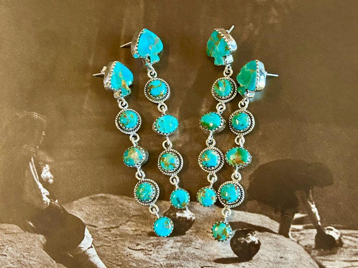 Kingman Turquoise Earrings: Sterling Silver,  Statement Earrings, Handmade