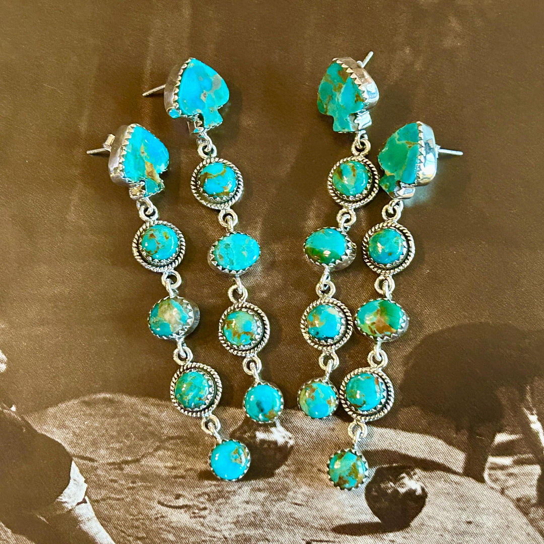 Kingman Turquoise Earrings: Sterling Silver,  Statement Earrings, Handmade
