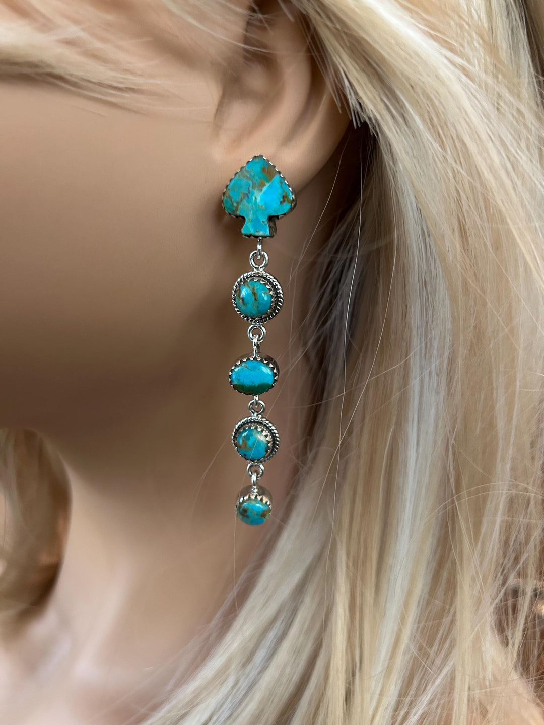 Kingman Turquoise Earrings: Sterling Silver,  Statement Earrings, Handmade