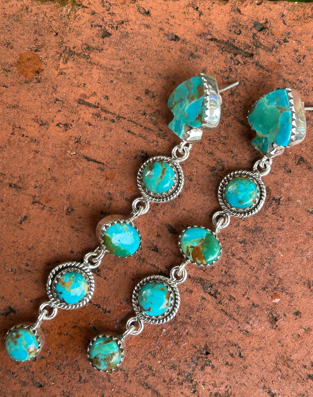 Kingman Turquoise Earrings: Sterling Silver,  Statement Earrings, Handmade