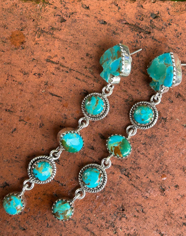 Kingman Turquoise Earrings: Sterling Silver,  Statement Earrings, Handmade