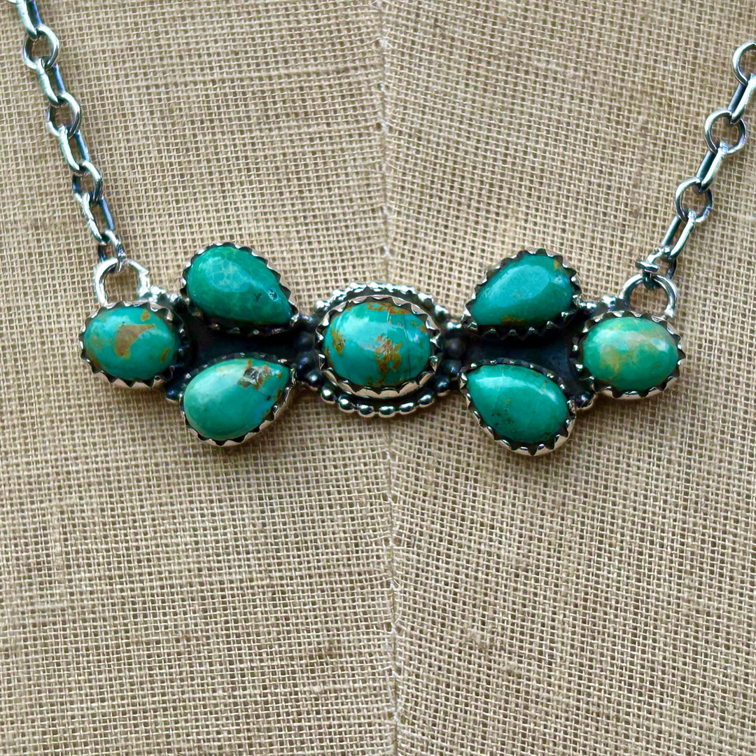 Kingman Turquoise Necklace: Sterling Silver, Southwestern Style
