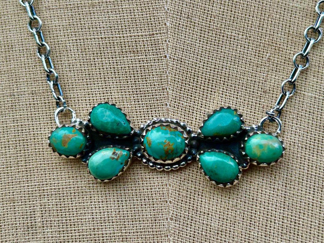 Kingman Turquoise Necklace: Sterling Silver, Southwestern Style