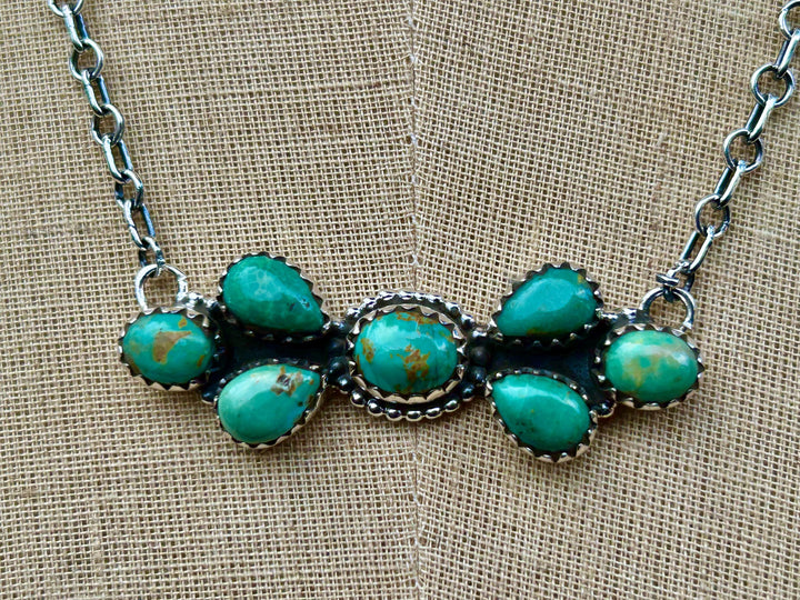Kingman Turquoise Necklace: Sterling Silver, Southwestern Style