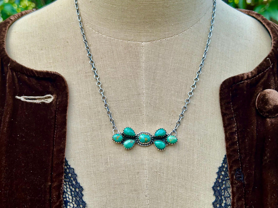 Kingman Turquoise Necklace: Sterling Silver, Southwestern Style