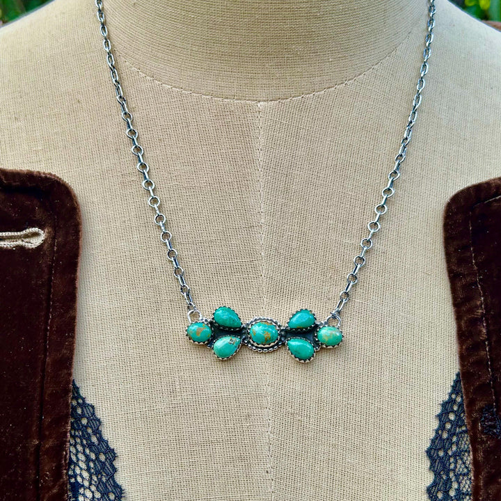 Kingman Turquoise Necklace: Sterling Silver, Southwestern Style