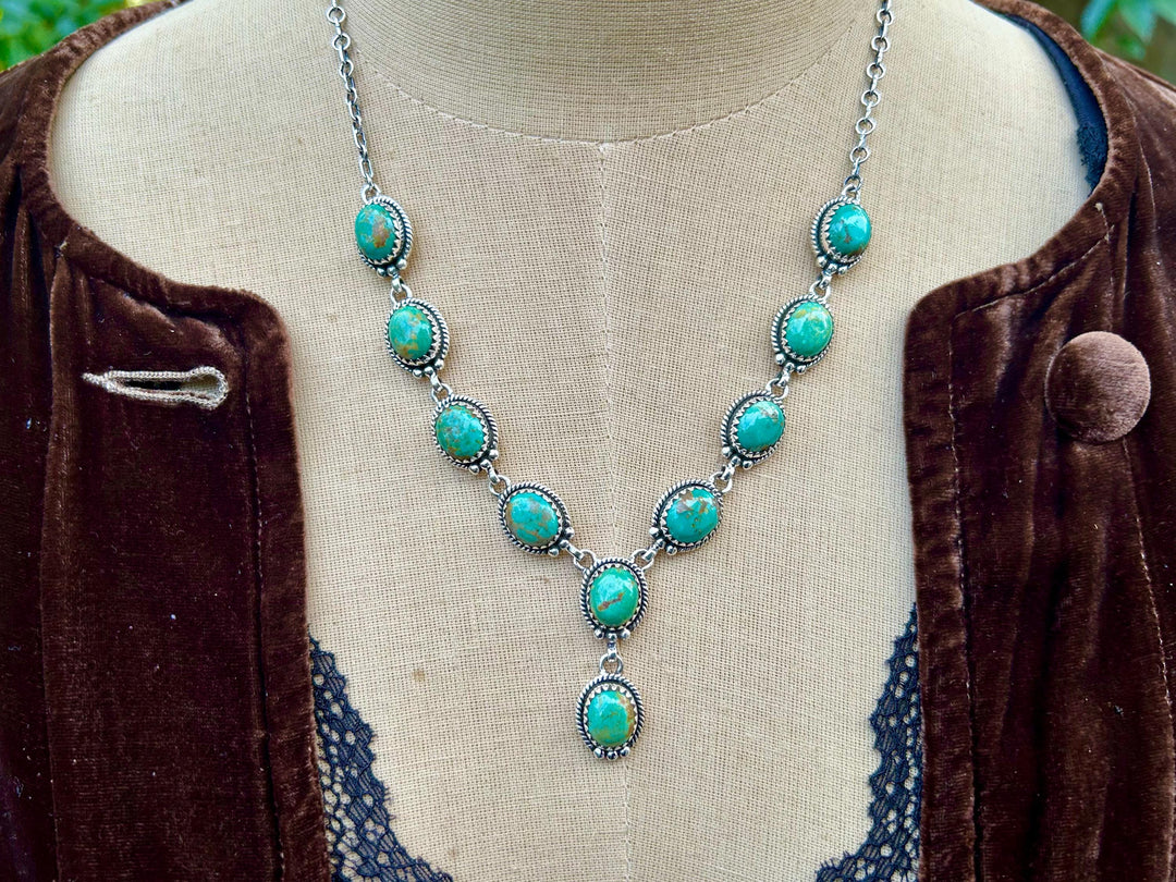 Turquoise Y Shaped Necklace, Turquoise Lariat Necklace, Turquoise Statement Necklace, Kingman Turquoise Necklace Handmade Turquoise Necklace