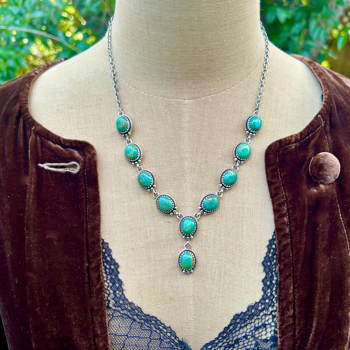 Turquoise Y Shaped Necklace, Turquoise Lariat Necklace, Turquoise Statement Necklace, Kingman Turquoise Necklace Handmade Turquoise Necklace